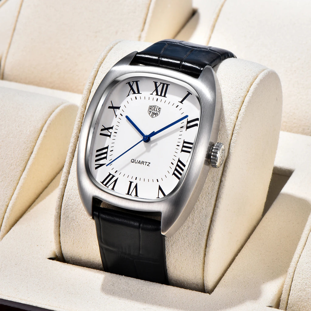 vastara rollstimi oval 's es for vh31 clock gift leather watch detail - reliable movement, stainless steel, waterproof