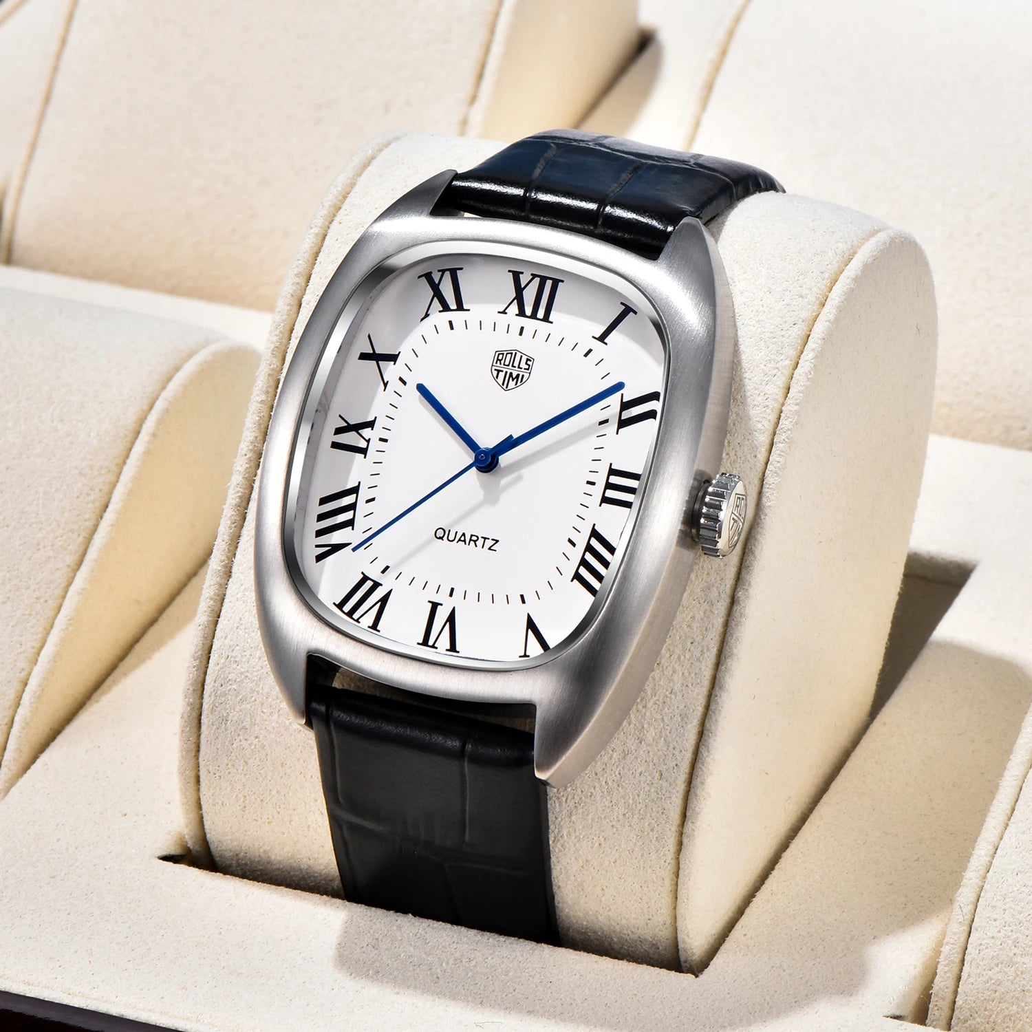 vastara rollstimi oval 's es for vh31 clock gift leather watch detail - reliable movement, stainless steel, waterproof