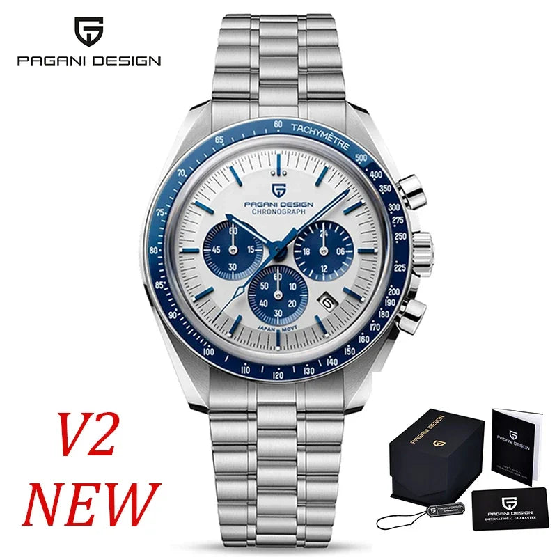 vastara sapphire pagani design s es chronograph sport stainless steel clock relogio watch 60 - classic unisex timepiece with