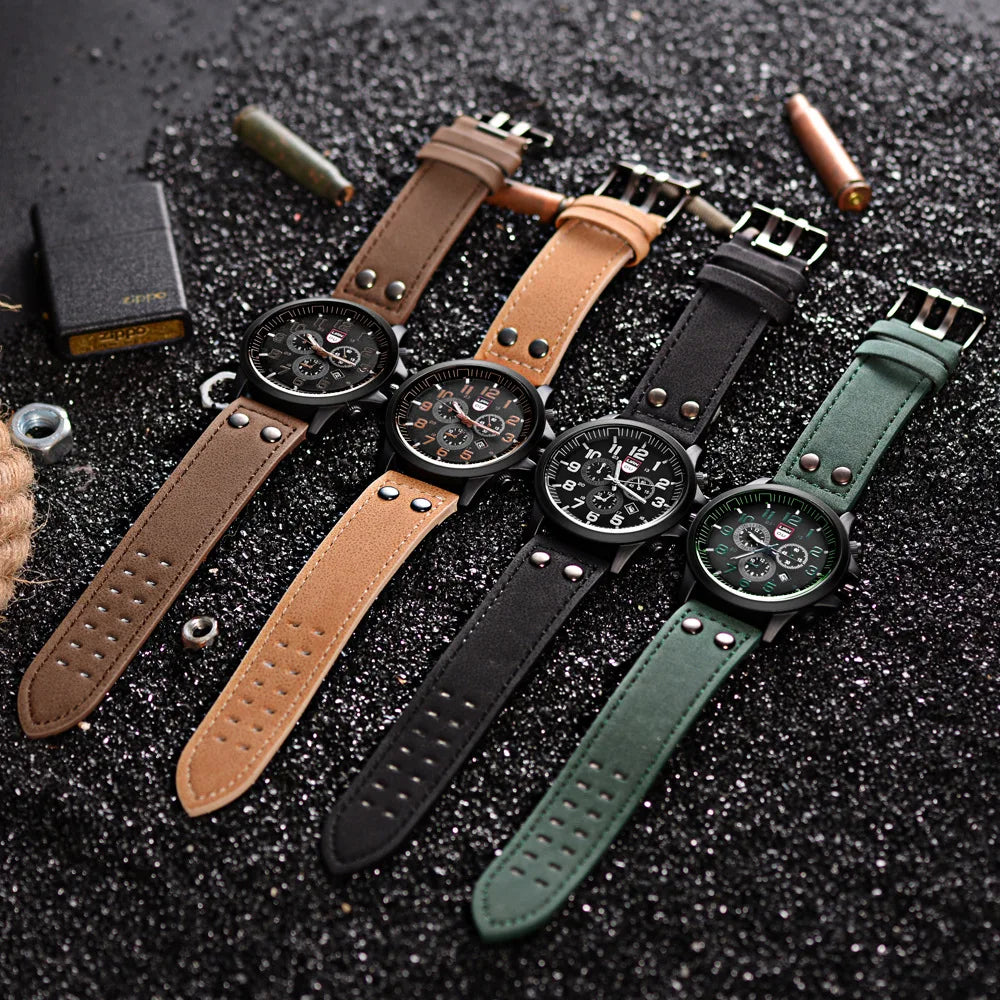 vastara sport wrist es leather strap army military for relogio masculino clock watch 50 - modern unisex timepiece with