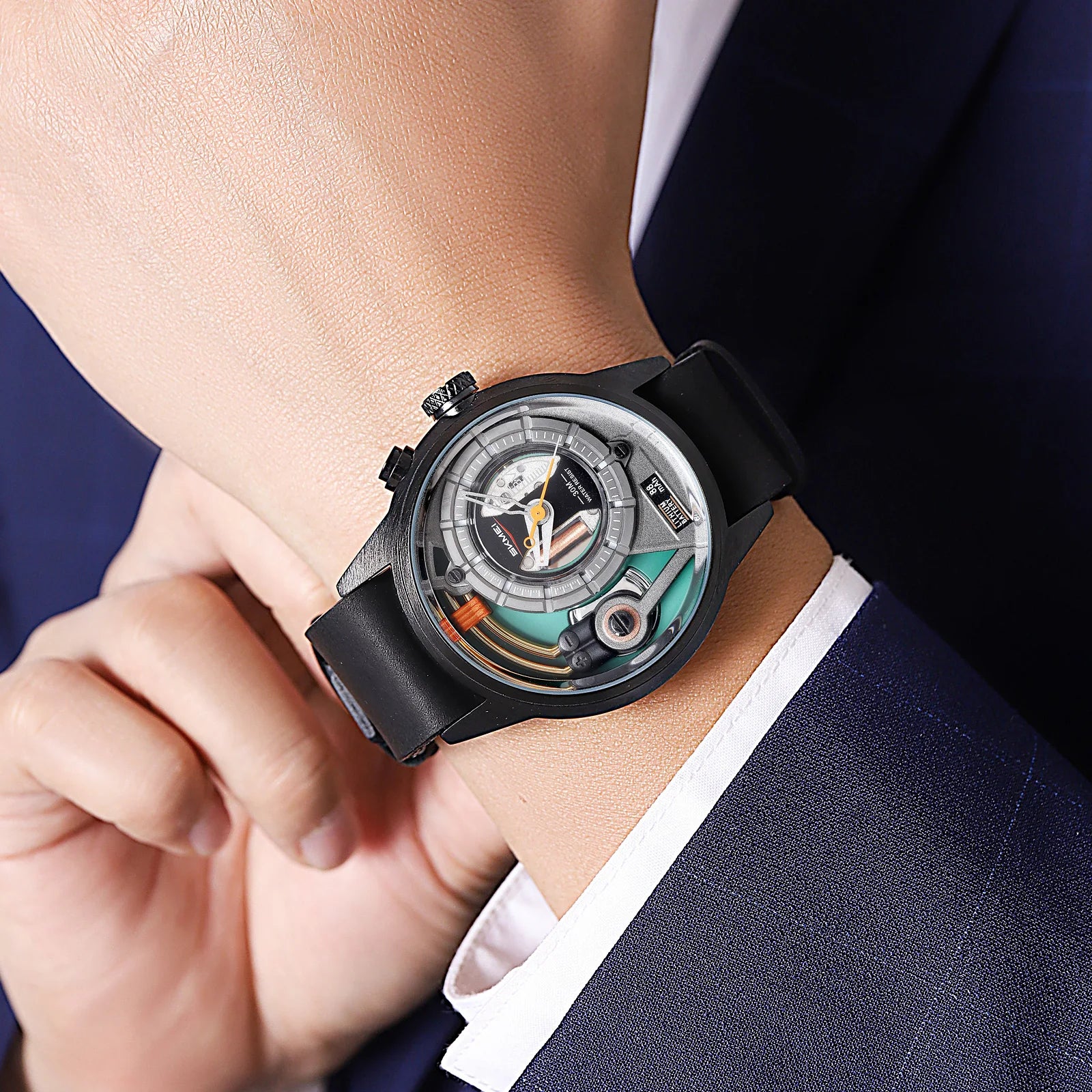 vastara skmei s genuine leather business elites alloy es s casual wristes display clock 2333 watch 6 - casual unisex