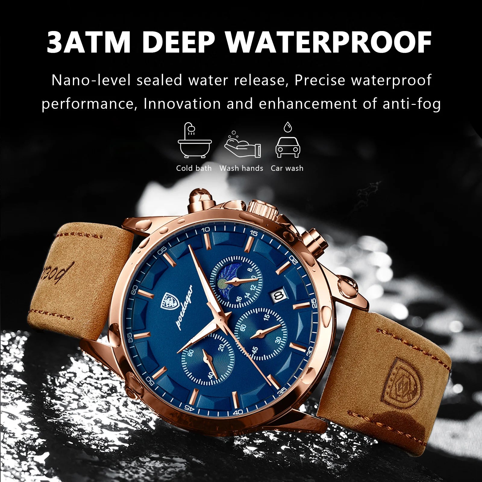 VASTARA vastara genuine leather chronograph poedagar sports unisex timepiece - chronograph stainless steel watch (USA)