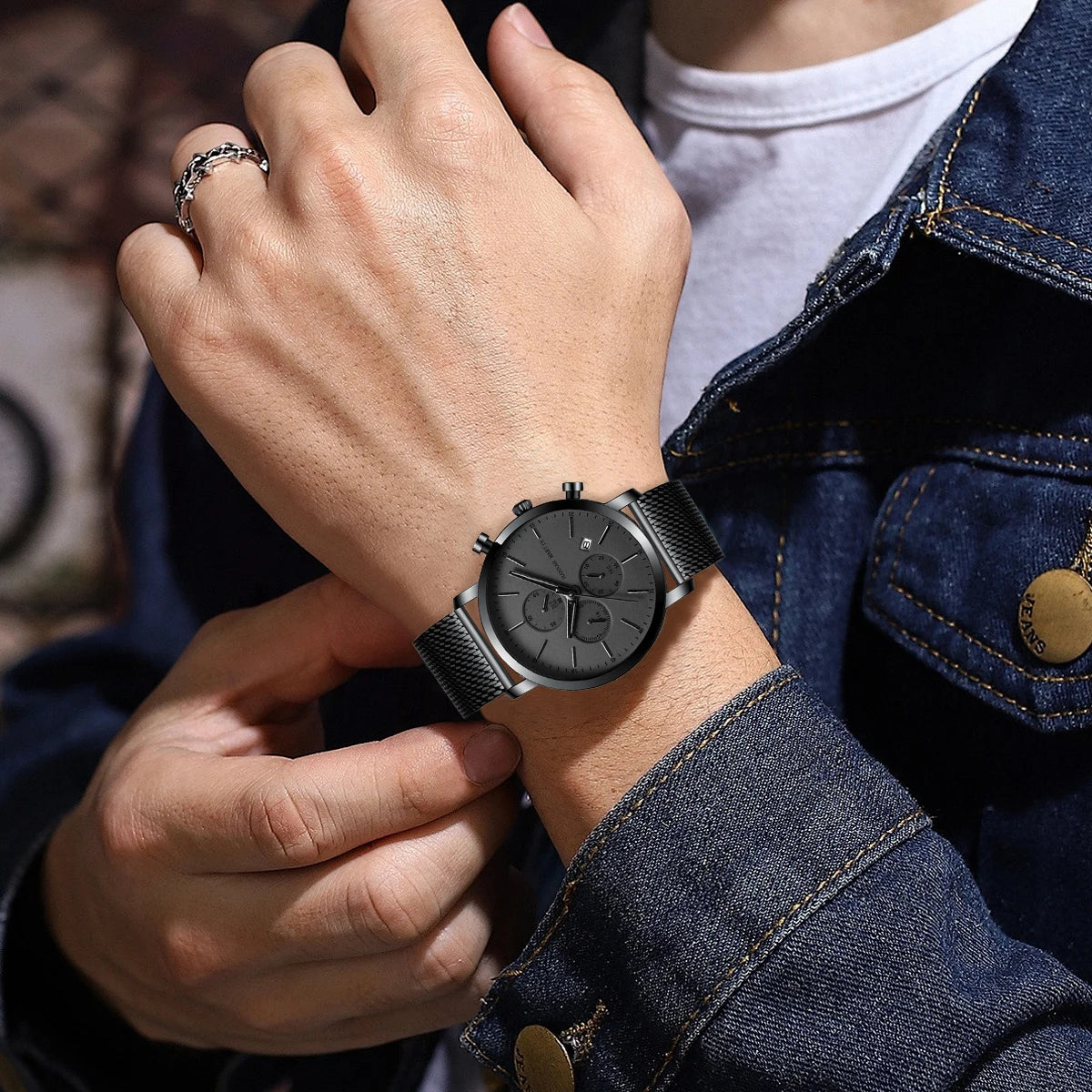 HANNAH MARTIN Brand Men Watch Black Stainless - Product Image 5