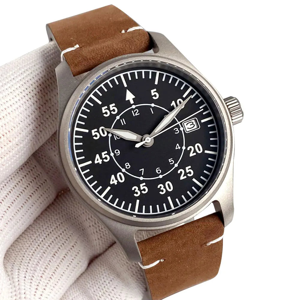 Tandorio mm Titanium Case Titanium Hands Pilot - Product Image 12