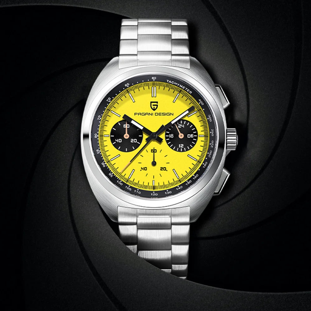 vastara luxury men’s chronograph – sapphire stainless steel watch detail - quartz movement movement, chronograph, waterproof