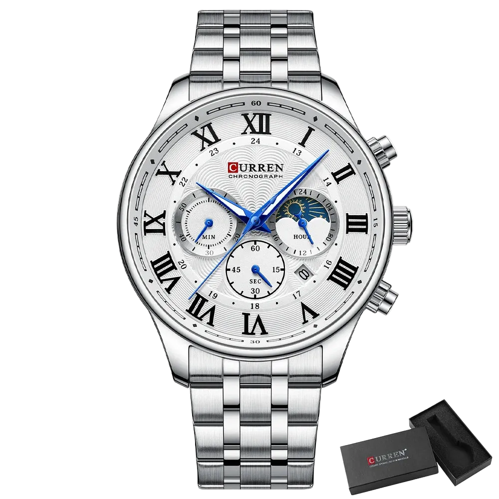 vastara casual business stainless steel bracelet for chronograph roman numeral dial 's watch 29 - casual unisex timepiece