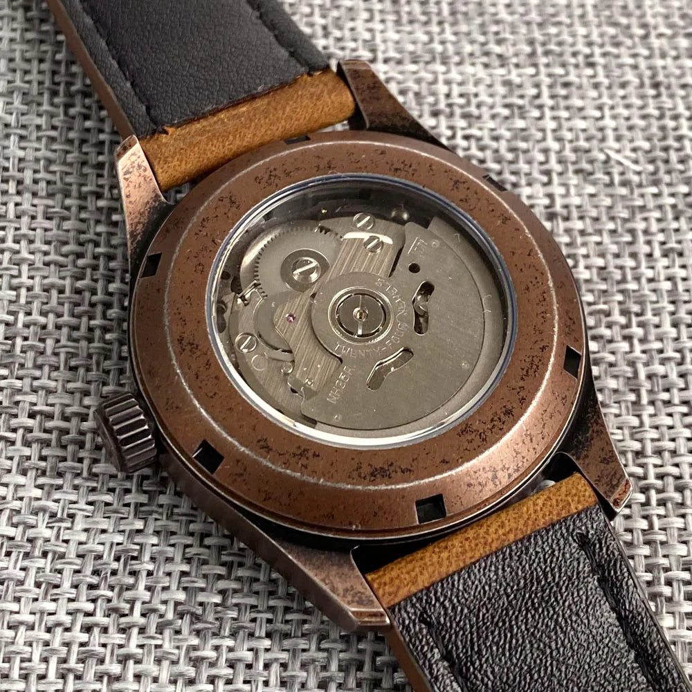 vastara sapphire tandorio retro pilot es nh35a 's aviator bronze pvd sapphire crystal 39mm watch 18 - classic unisex