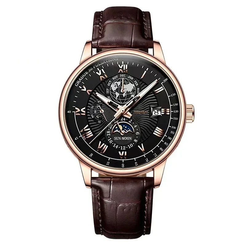 vastara - lunasphere chronomaster watch watch 6 - casual unisex timepiece with leather strap (USA)