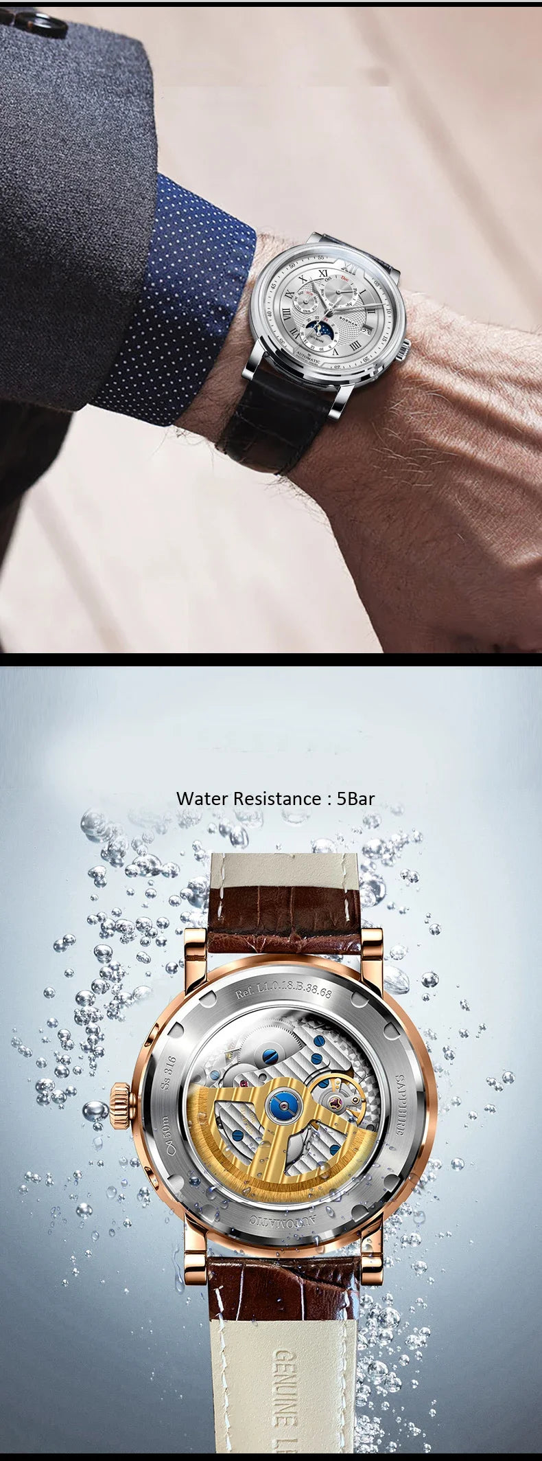 vastara - borman imperium 40mm automatic mechanical moonphase watch watch 9 - casual unisex timepiece with waterproof (USA)