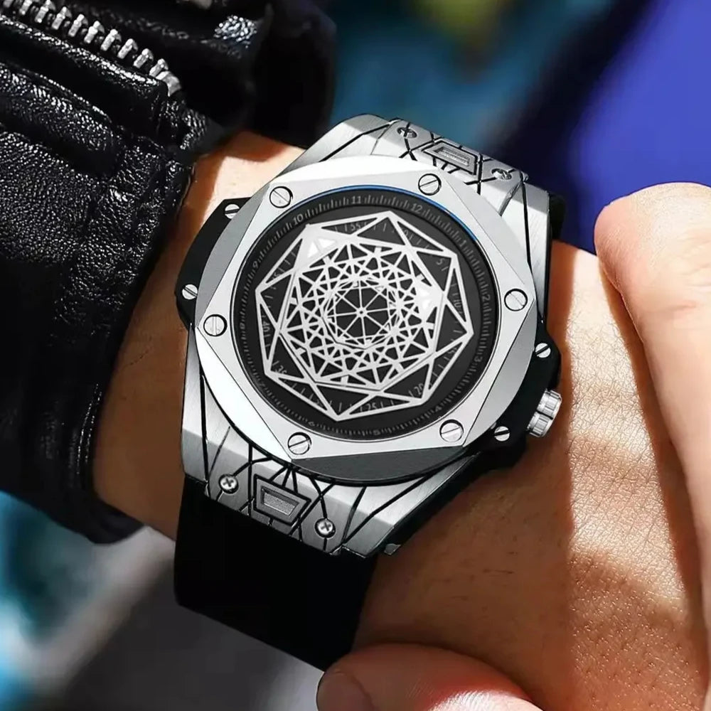 Unique Design Rotating Star Men's Watches Silver - Product Image 3