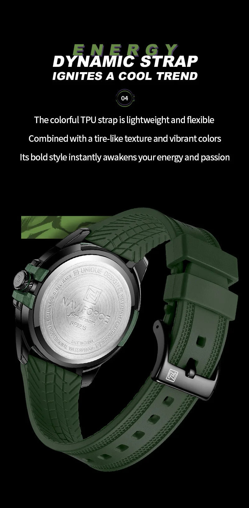 vastara original naviforce for silicone strap business classic wrist es date clock silicone with silicone watch 17 -