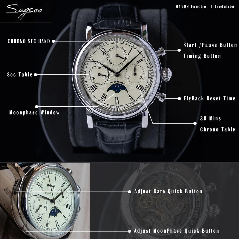 vastara sapphire sugess st1908 swanneck with technology watch 8 - classic unisex timepiece with stainless steel (USA)