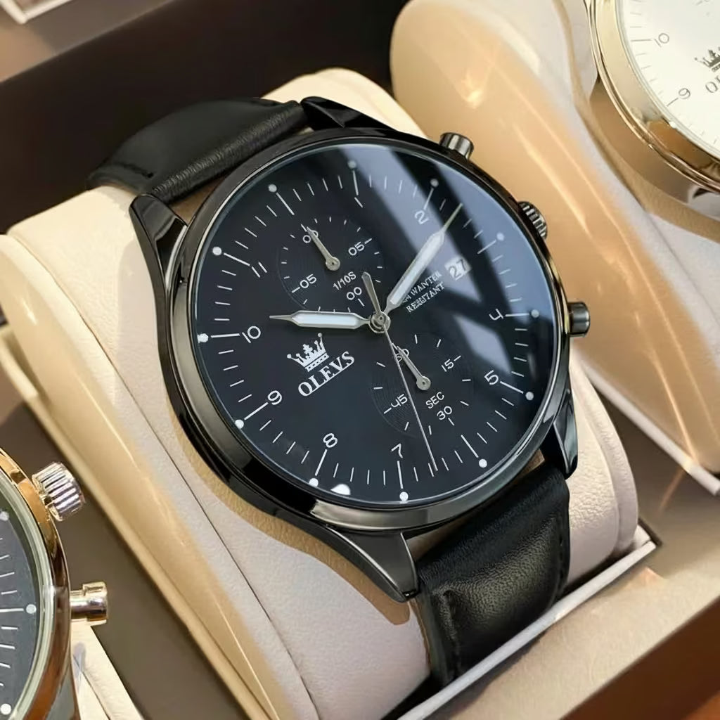 unisex casual watch vastara - chronomaster elite leather quartz watch - daily wear timepiece with neutral dial (USA)