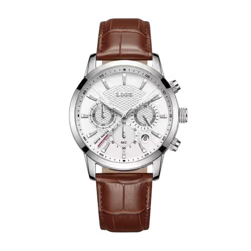 vastara - men s chronosport quartz leather watch - elegant unisex watch with chronograph in neutral stainless steel (USA)