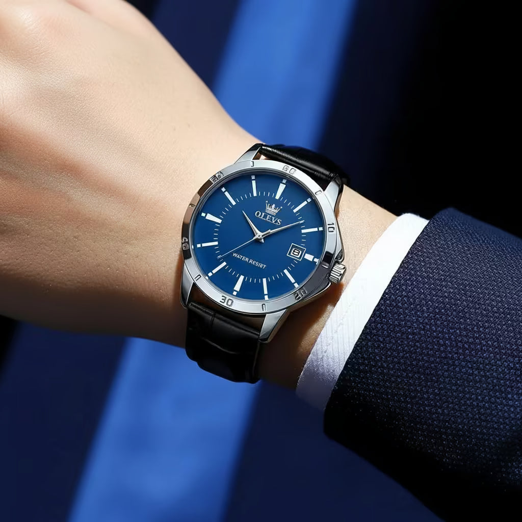 vastara - olevs noir the minimalist leather timepiece watch 5 - minimalist unisex timepiece with leather strap (USA)