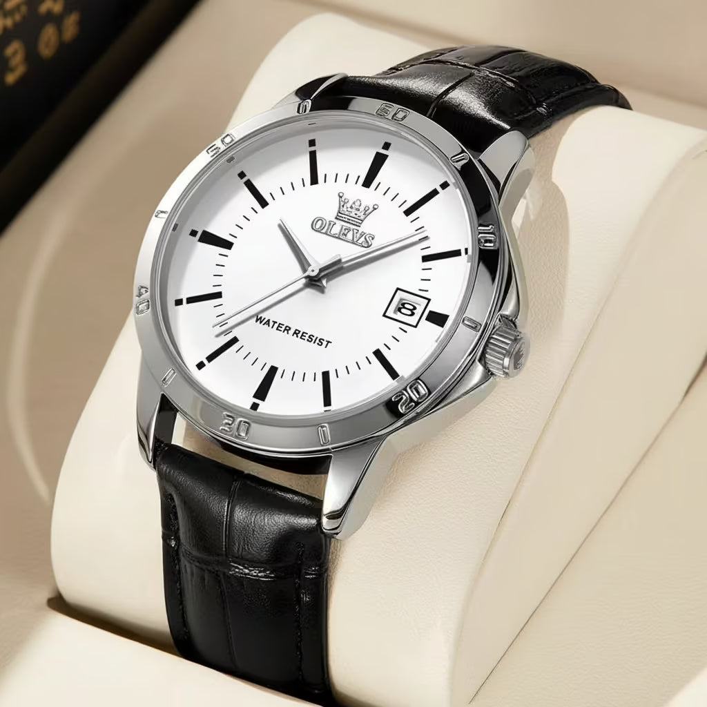 VASTARA vastara - olevs noir the minimalist leather timepiece unisex timepiece - leather strap metal watch (USA)