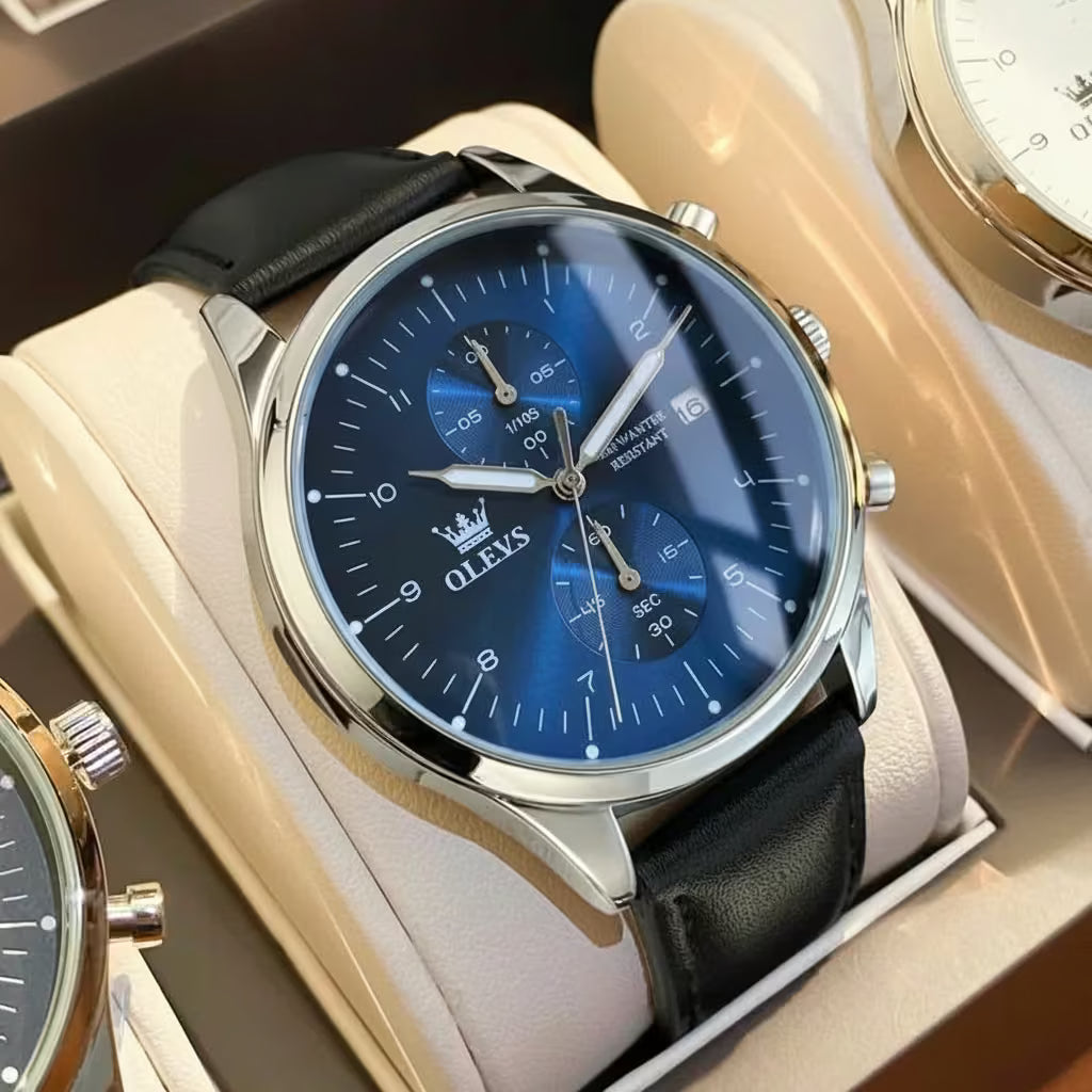 vastara - chronomaster elite leather quartz watch watch 7 - casual unisex timepiece with chronograph (USA)